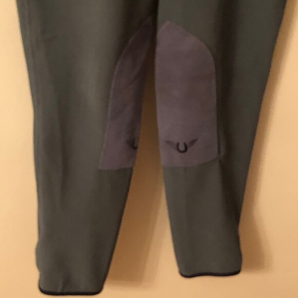 TUFFRIDER ZIP FRONT KNEE PATCH BREECHES 32 LOW RISE SMOKE GREY - Picture 3 of 7